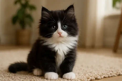 Siberian Cat Black and White Kitten